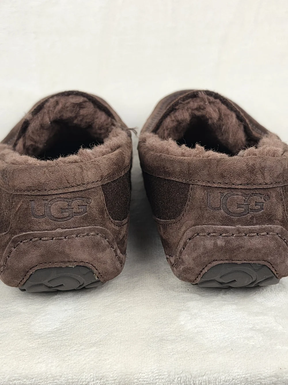 UGG‎ Ascot Slipper Men's 11 Espresso Brown Suede Wool Lined Moccasin Loafer